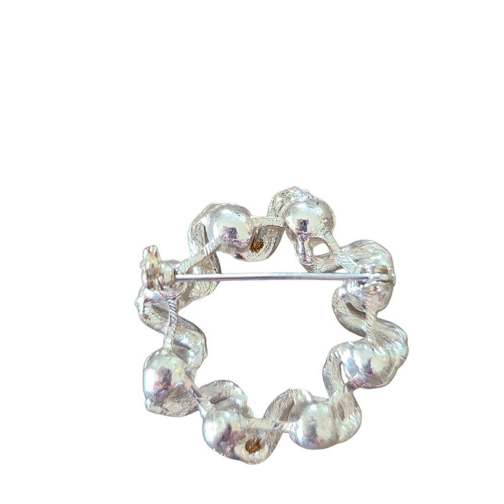 AB Rhinestone Brooch Pin, Silver Toned - Picture 2 of 3